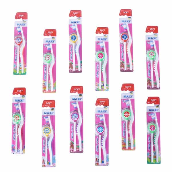 Maxi Milky White Baby Toothbrush And Tongue Cleaner-Oral Hygiene Kit (Pack Of 12)