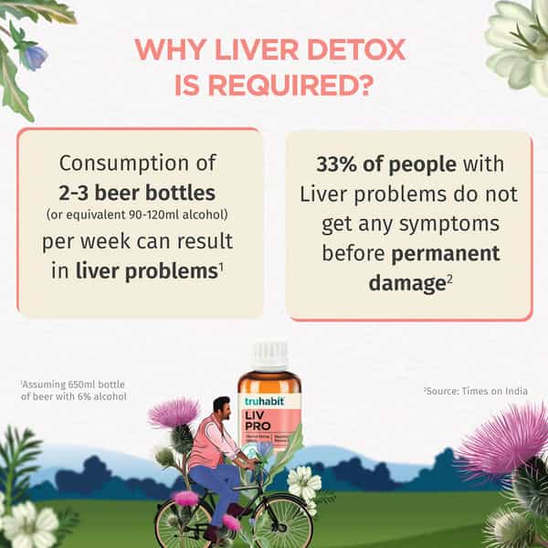 Truhabit Livpro Herbal Liver Detox | Milk Thistle | Arjuna Bark | Ayush Ministry Certified | 100Ml