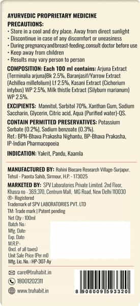 Truhabit Livpro Herbal Liver Detox | Milk Thistle | Arjuna Bark | Ayush Ministry Certified | 100Ml
