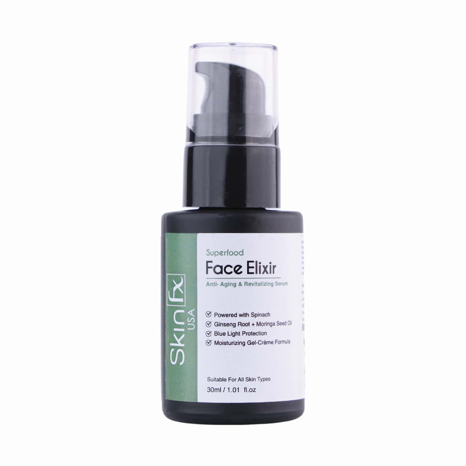 Skin Fx Superfood Face Elixir Anti- Aging & Revitalizing Serum Spinach 30 Ml