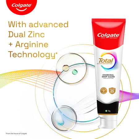 Colgate Total Charcoal Deep Clean Toothpaste With Premium Toothbrush 150 Gm