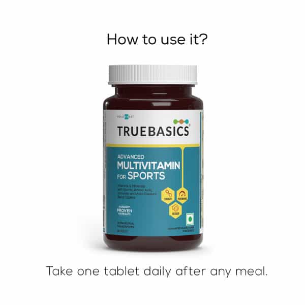 Truebasics Advanced Multivitamin For Sports & Fitness (90 Tablets) | With Amino Acid