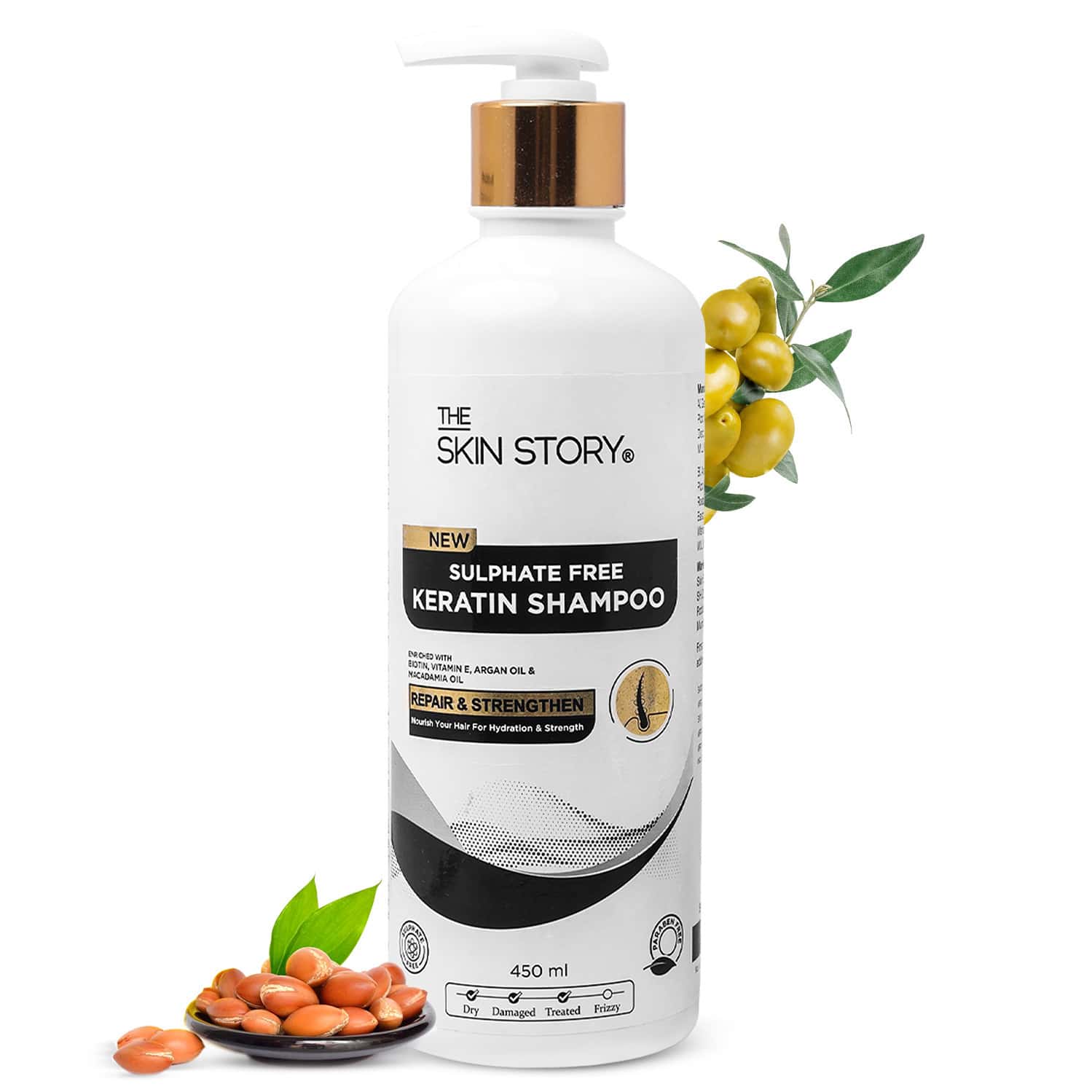 The Skin Story Sulphate Free Keratin Shampoo For Straight Smooth Shiny Hair & Controls Frizz 450ml