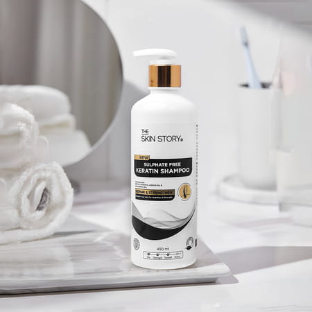 The Skin Story Sulphate Free Keratin Shampoo For Straight Smooth Shiny Hair & Controls Frizz 450ml