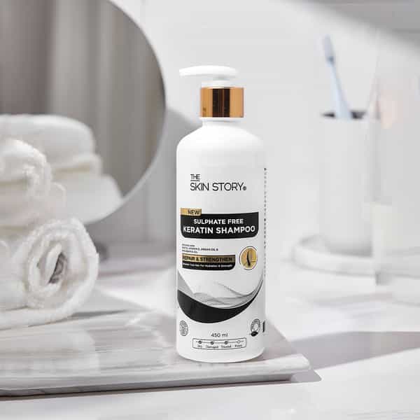 The Skin Story Sulphate Free Keratin Shampoo For Straight Smooth Shiny Hair & Controls Frizz 450Ml