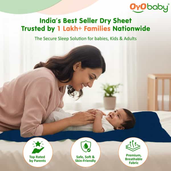 Oyo Baby Waterproof Bed Protector Baby Dry Sheet Large Dark Sea Blue (100 Cm X 140 Cm)