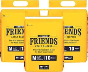 Friends Economy Adult Diapers Tape Style - 30 Count (medium)|waist Size 27.56-49.21 Inch|combo Of 3