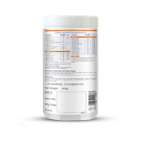 Gritzo Supermilk Overall Growth (7 - 12Y Boys) | 9G Protein Powder (Double Chocolate | 400G)