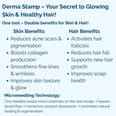 Ktein Derma Microneedle Stamp For Hair Growth And Skin Repair | Needles 0.25Mm To 3.0Mm - (1 Unit)