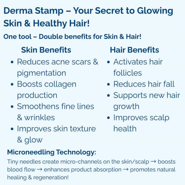 Ktein Derma Microneedle Stamp For Hair Growth And Skin Repair | Needles 0.25Mm To 3.0Mm - (1 Unit)