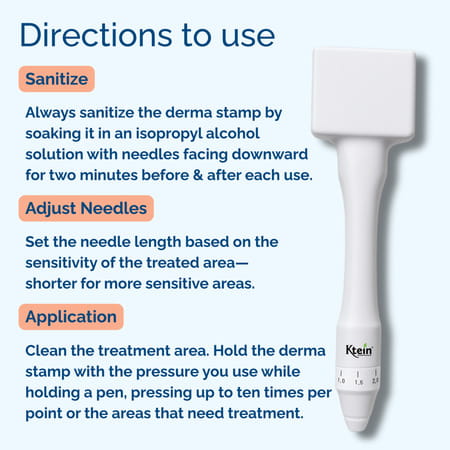 Ktein Derma Microneedle Stamp For Hair Growth And Skin Repair | Needles 0.25Mm To 3.0Mm - (1 Unit)