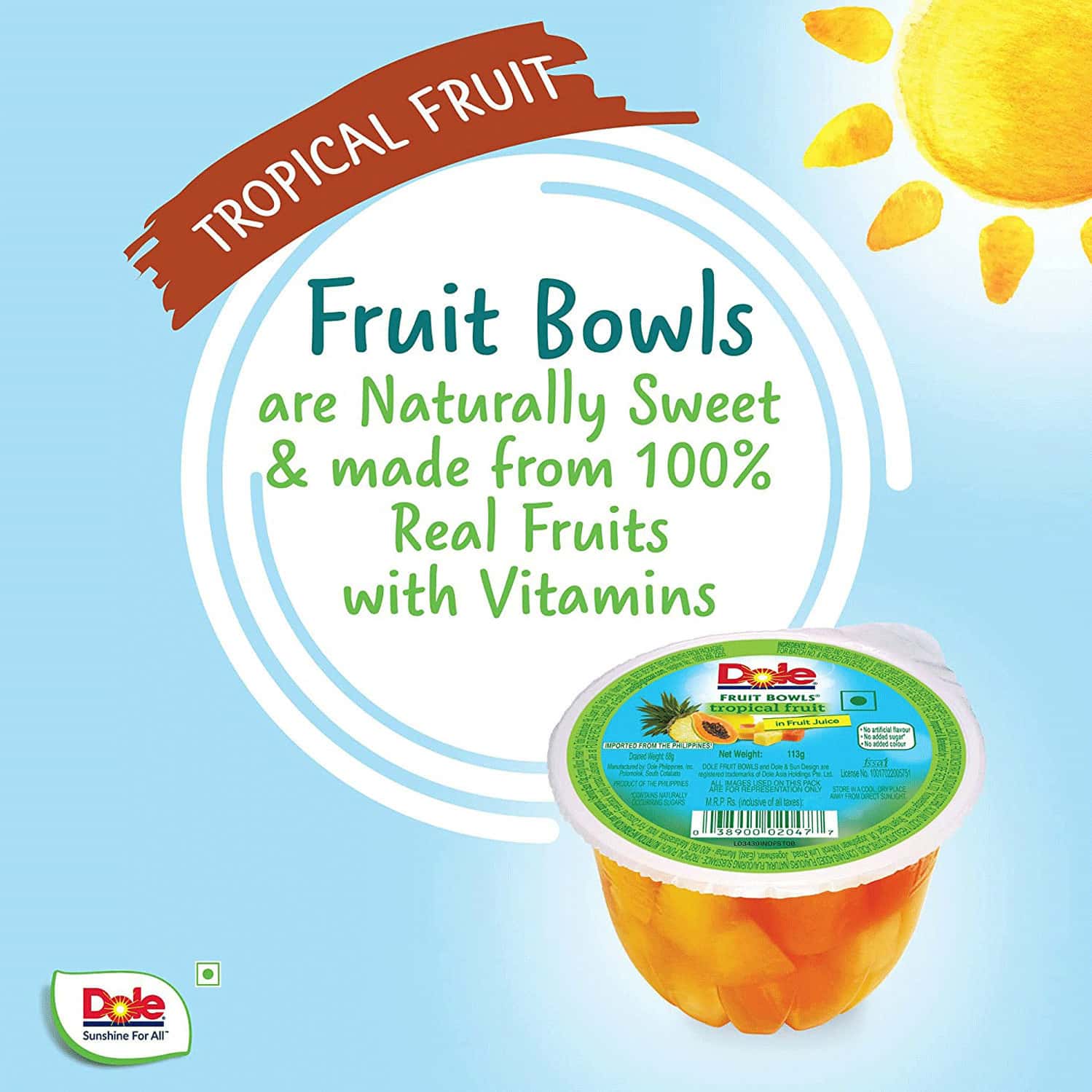 Buy DOLE FRUIT BOWLS DICED TROPICAL FRUITS IN FRUIT JUICE NO ADDED