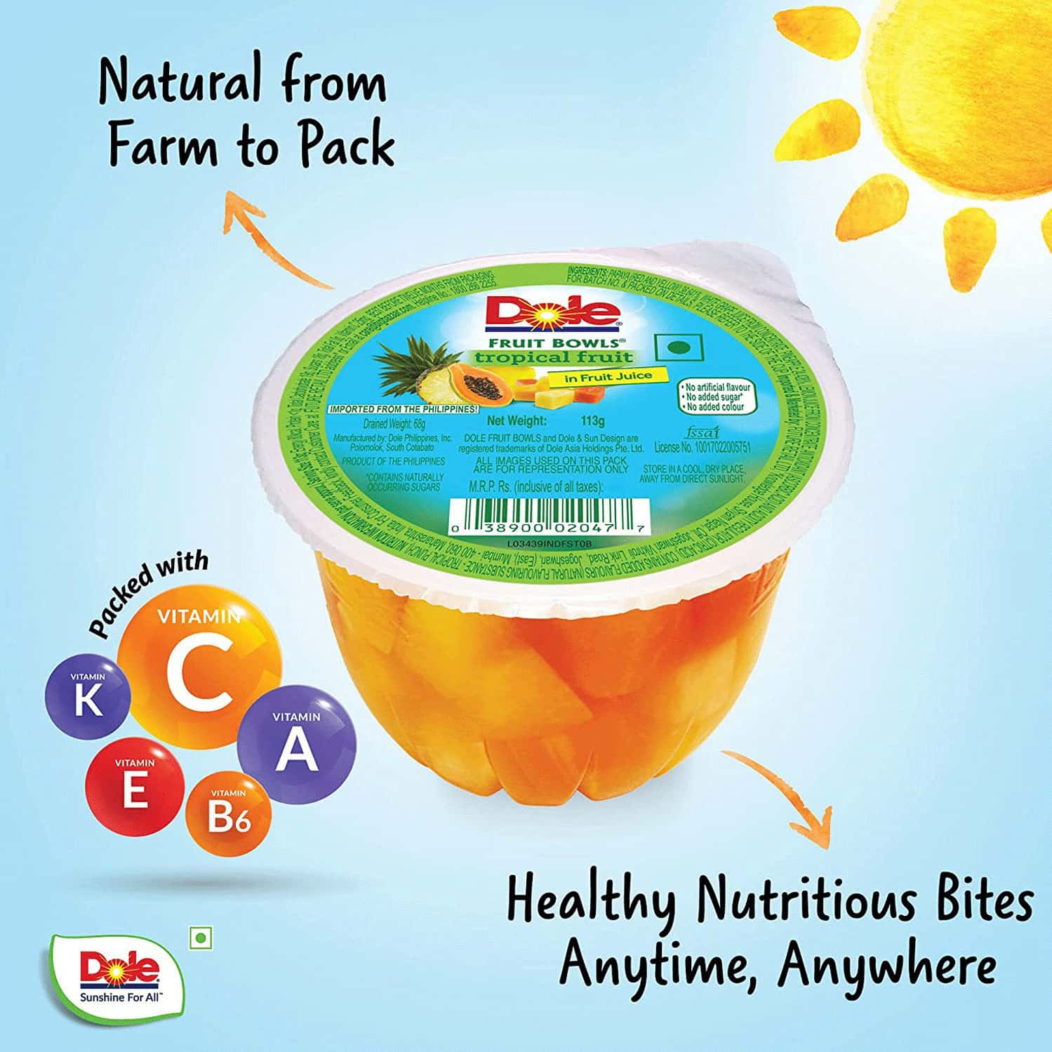 Buy DOLE FRUIT BOWLS DICED TROPICAL FRUITS IN FRUIT JUICE NO ADDED