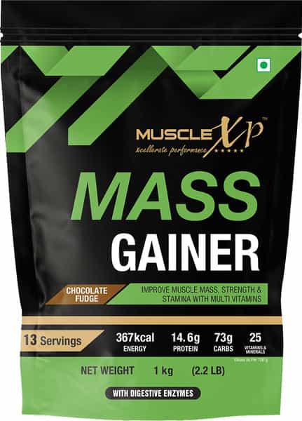 Musclexp Mass Gainer Chocolate Fudge 1Kg Pouch (2.2 Lb)