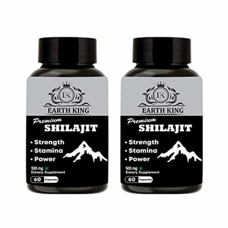 Earth King Premium Shilajit/Shilajeet Extract Capsule - 500 Mg 60 Capsules (Pack Of 2)