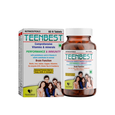 Healthbest Teenbest Multivitamin Tablets - Daily Vitamins For Teenagers - 60 Tablets