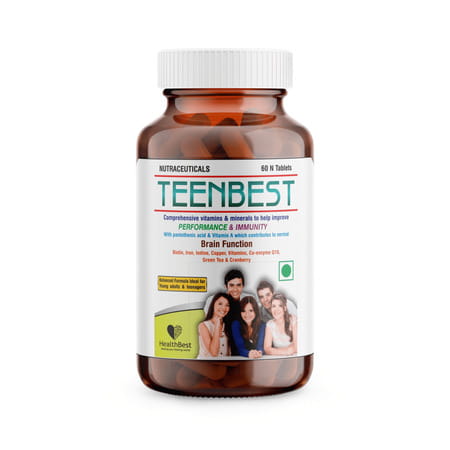 Healthbest Teenbest Multivitamin Tablets - Daily Vitamins For Teenagers - 60 Tablets