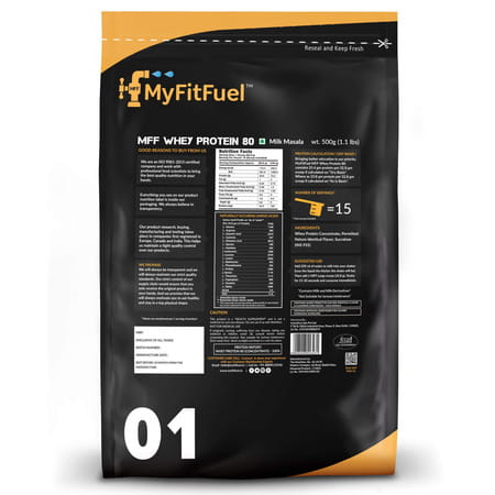Myfitfuel Mff Whey Protein 80 | 500g | (Milk Masala) 15 Servings| Whey Protein Concentrate