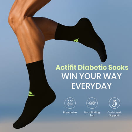 Actifit Diabetic Socks | Non-Binding & Seam-Free | Black | 1 Pack