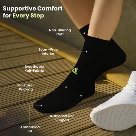 Actifit Diabetic Socks | Non-Binding & Seam-Free | Black | 1 Pack