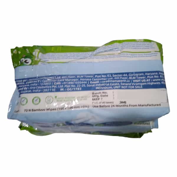 Mamaearth Organic Bamboo Based Wipes (Buy 2 Get 1 Free) 3Units*72 Wipes