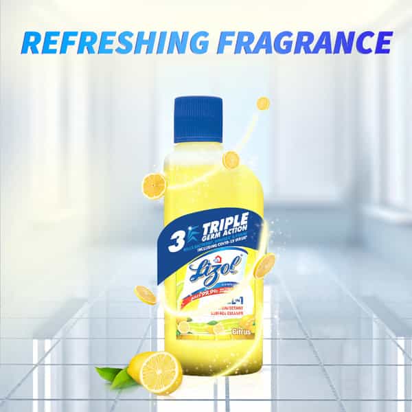 Lizol Citrus Disinfectant Floor Cleaner Liquid Bottle Of 200 Ml