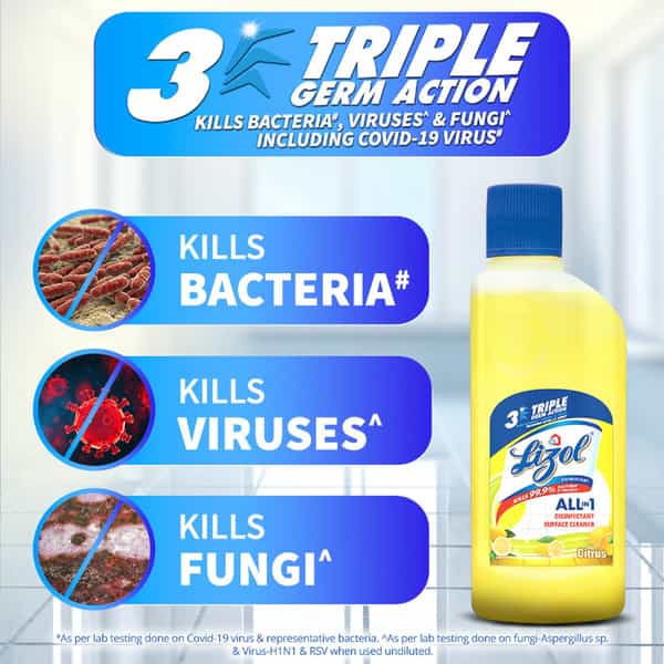 Lizol Citrus Disinfectant Floor Cleaner Liquid Bottle Of 200 Ml