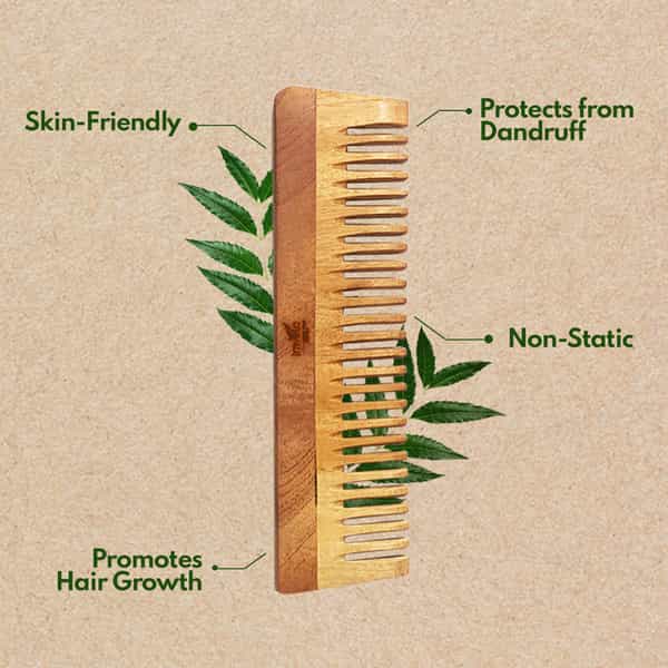 Imvelo Neem Wooden Comb | Wide Tooth Comb For Hair Growth Protect From Hairfall & Dandruff