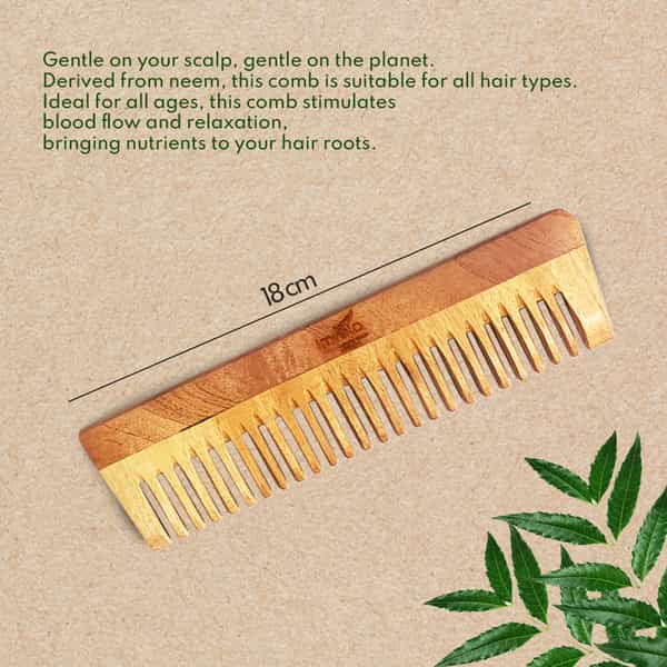 Imvelo Neem Wooden Comb | Wide Tooth Comb For Hair Growth Protect From Hairfall & Dandruff