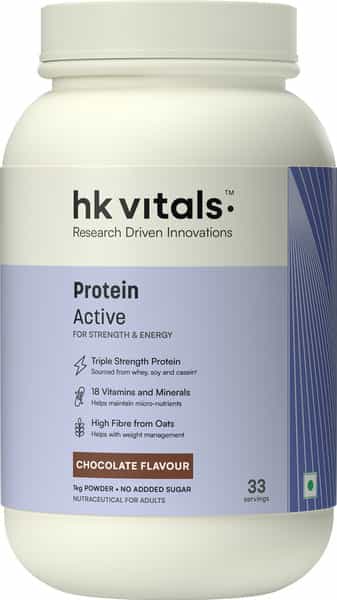 Hk Vitals Protein Active (Chocolate | 1Kg / 2.2Lbs) | All In One Triple Strength Protein