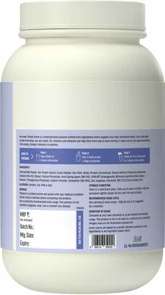 Hk Vitals Protein Active (Chocolate | 1Kg / 2.2Lbs) | All In One Triple Strength Protein