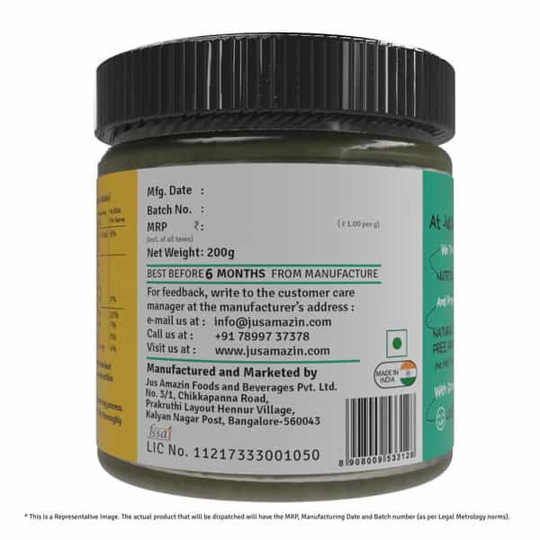 Jus Amazin Crunchy Organic Peanut Flax Chutney Curry Leaf Flavour -200G|Omega 3 Iron & Folate
