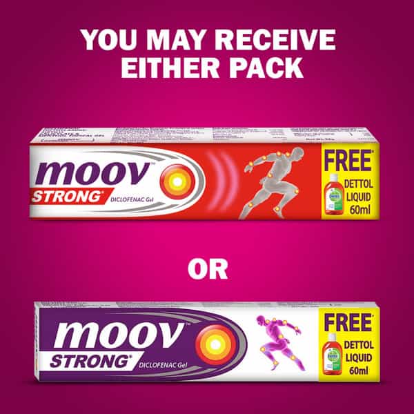 Moov Strong Instant Pain Relief Gel - 30G (+ Dettol Liquid Free)|Use For Sports & Fitness Injuries