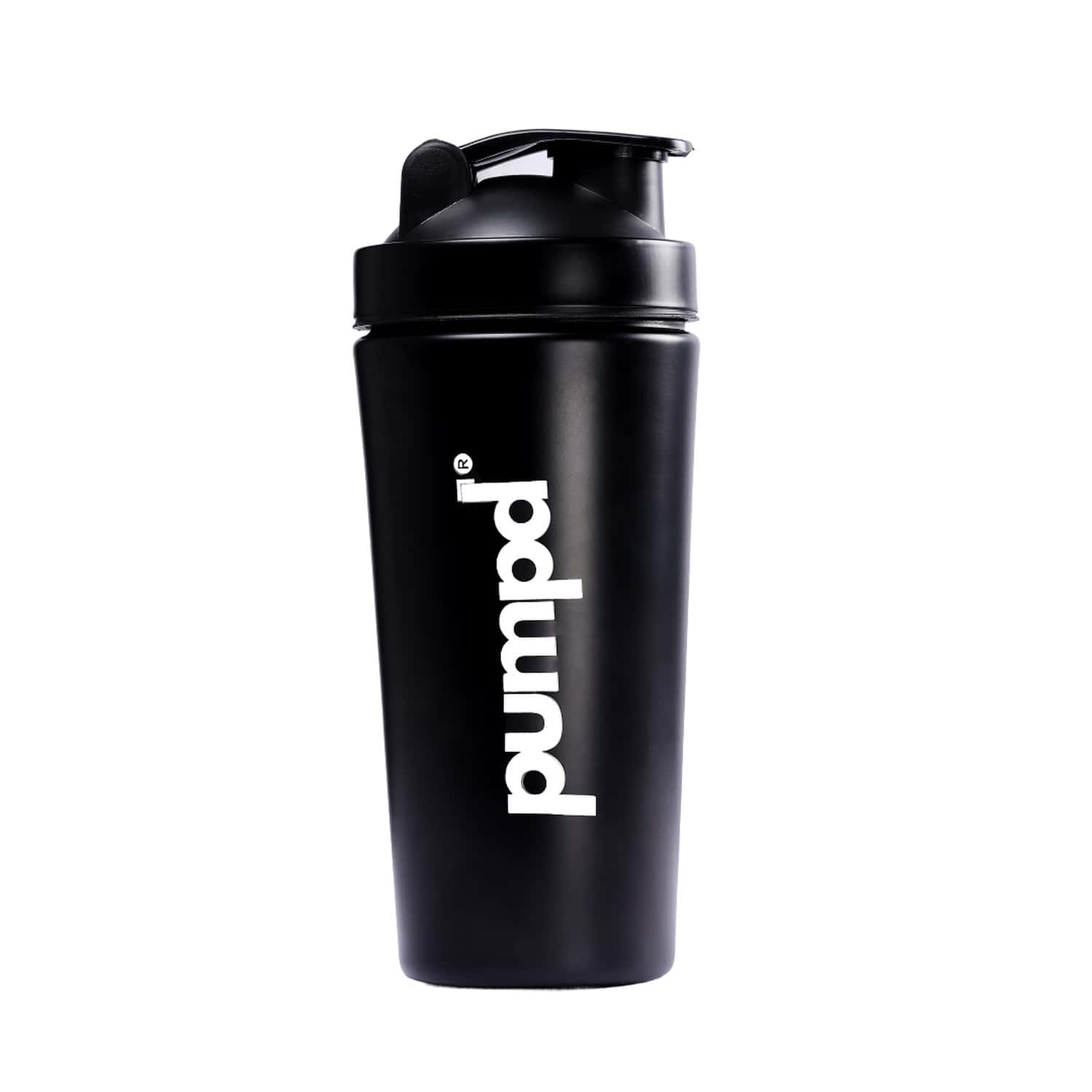 Pumpd Stainless Steel Protein Shaker Bottle With Blender Ball | 750ml | Black