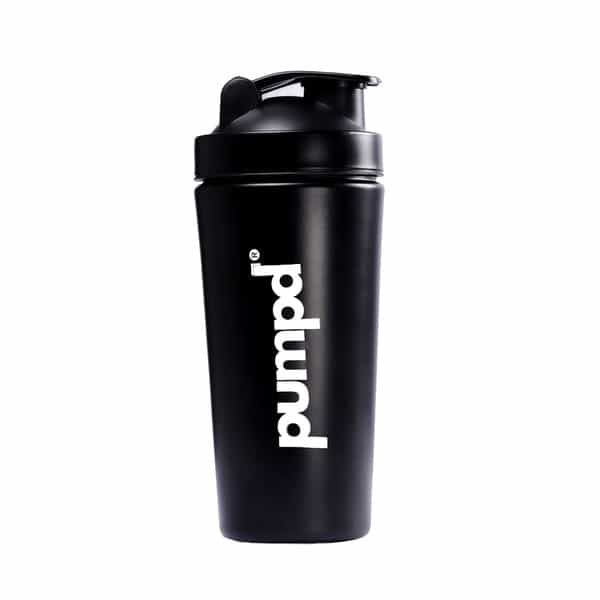 Pumpd Stainless Steel Protein Shaker Bottle With Blender Ball | 750Ml | Black