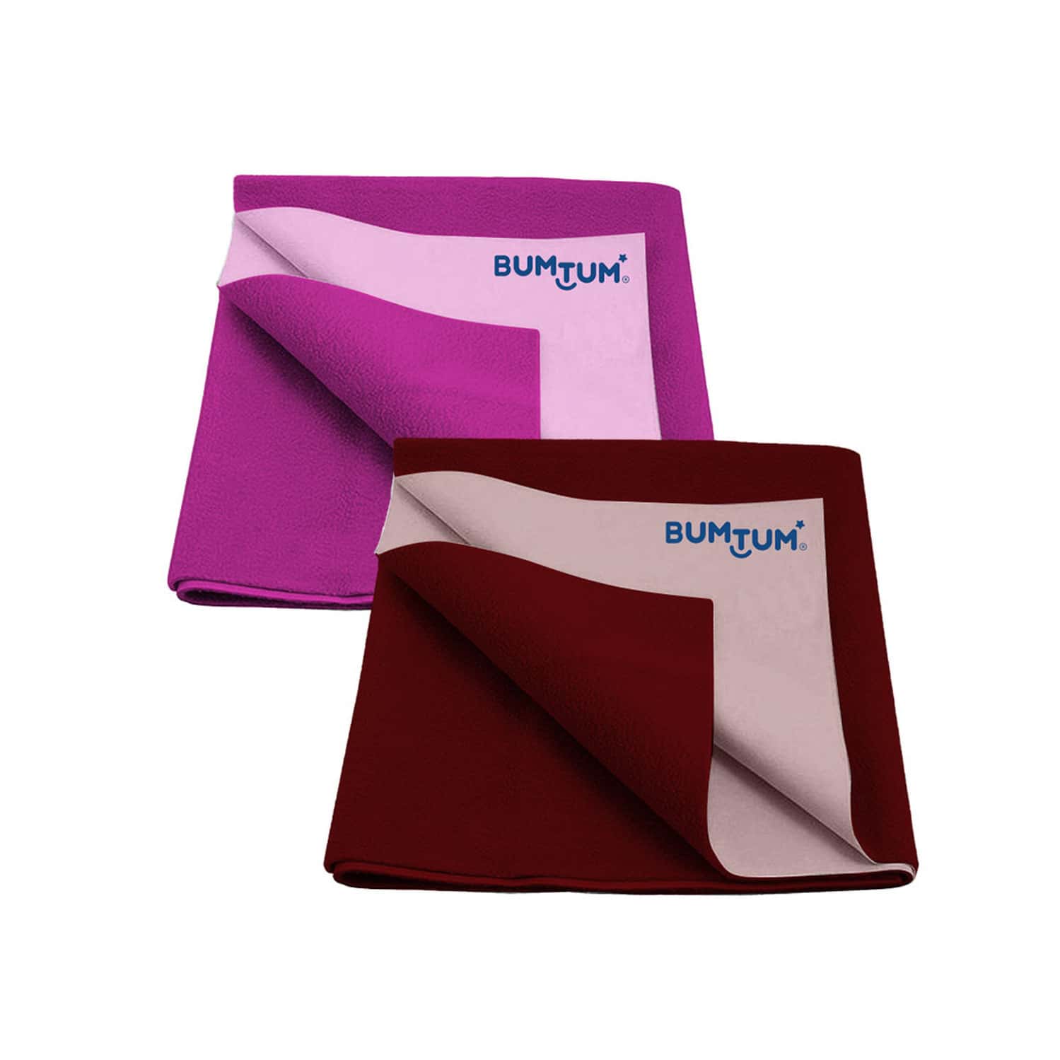 Bumtum Dry Sheet Leakproof Baby Bed Protector (Grape + Maroon Small Size 50*70cm|Pack Of 2)