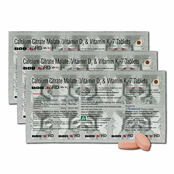 Bon K2 Hd With Advanced Calcium30 Tablet|Vitamin D3 & Vitamin K2-7 Multivitamin Tab (3 X 10 Tablets)