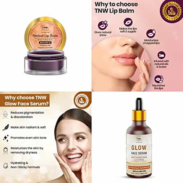 Tnw The Natural Wash Skin & Lip Care Combo With Glow Face Serum & Beetroot Lip Balm | F