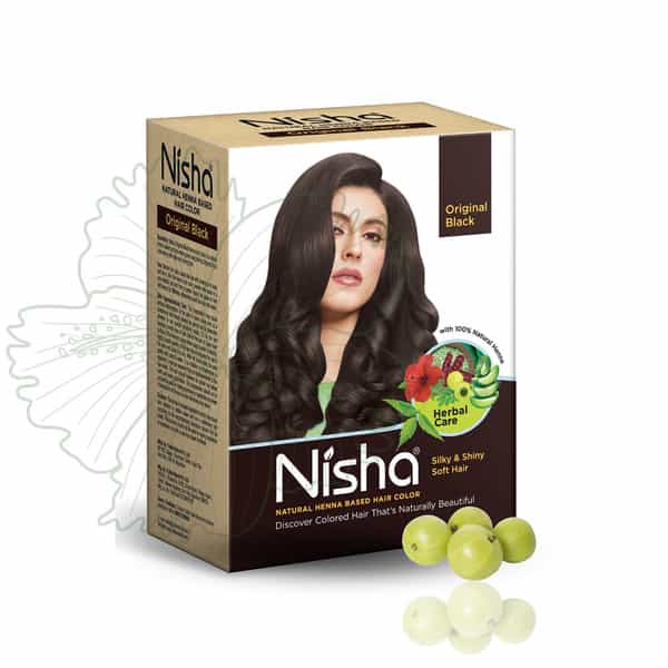 Nisha Henna Based Hair Color Original Black 60G | Henna Powder Hair Color Dye Black Hair Colour