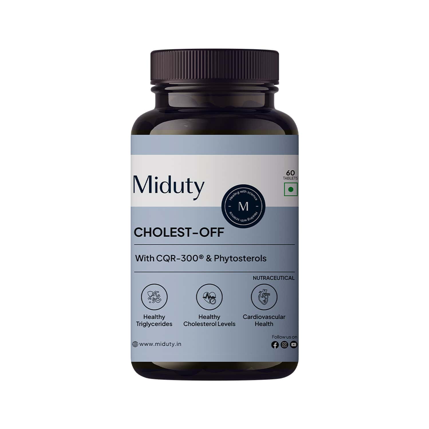 Miduty Palak Notes Cholest-off - Normal Cholesterol Levels - Aged Garlic Extract - 60 Tablets