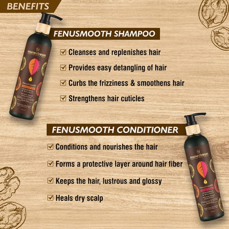 Manestream Fenusmooth Frizzy Hair Treatment Ayurvedic Shampoo And Hair Conditioner Combo (500 Ml)