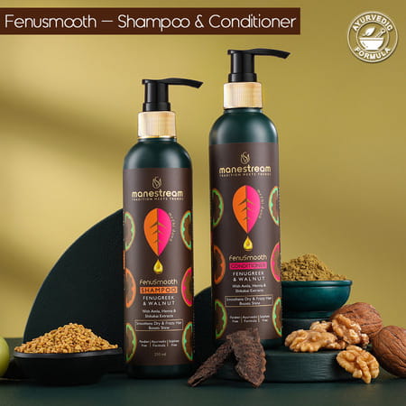 Manestream Fenusmooth Frizzy Hair Treatment Ayurvedic Shampoo And Hair Conditioner Combo (500 Ml)