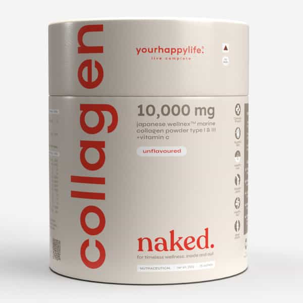 Yourhappylife Collagen Naked | Unflavored Marine Collagen Peptides With Vitamin C - 25 Sachets