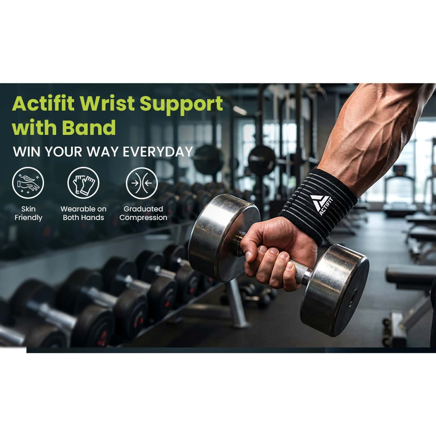 Actifit Wrist Support With Adjustable Band - Compression Brace - Free Size