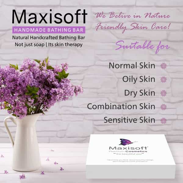 Maxisoft Handmade Bathing Bar 75 Gm X 6 | Combo Pack Of 6 (Pack Of 1)