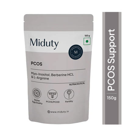 Miduty Pcos Support - Myo-Inositol - D-Chiro Inositol - Pcod - Period Cycle - Fertility - 150g