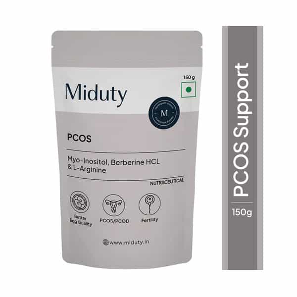 Miduty Pcos Support - Myo-Inositol - D-Chiro Inositol - Pcod - Period Cycle - Fertility - 150G