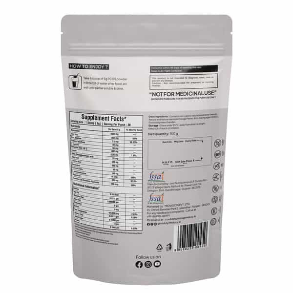 Miduty Pcos Support - Myo-Inositol - D-Chiro Inositol - Pcod - Period Cycle - Fertility - 150G