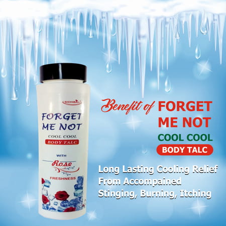 Forget Me Not Cool Cool Body Talc With Rose Freshness | Long-Lasting Cooling Relief | 100g