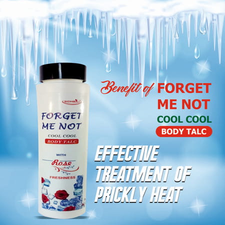 Forget Me Not Cool Cool Body Talc With Rose Freshness | Long-Lasting Cooling Relief | 100g